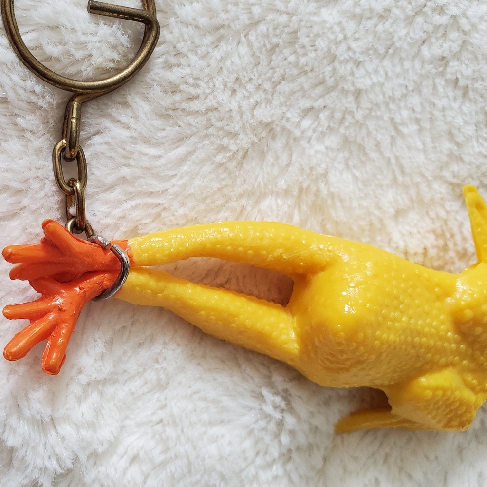 SALE Rubber Chicken Vintage Keychain